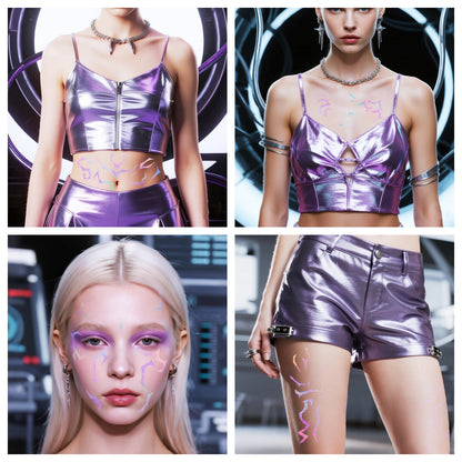 Temporary Tattoos for Kids, Kpop Cosplay Accessories, Kids Laser Tattoos for Girls Boys Face Body Christmas Costumes Cosplay Accessories Fake Hunters Tattoos (Body 6pcs)