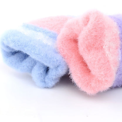 Fingerless Flap Cover Gloves Winter Knit Warm Mittens Soft Lined Fleece Thermal Outdoor Half Finger with Cover Convertible Flip Top for Kids boys girls (Blue Elsa)