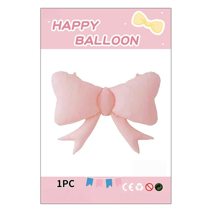 3 PCS Bow Birthday Decorations，Pink Macaron Bow Balloons，26 Inch Elegant Coquette Party Supplies，Large Princess pink Bow Print for Girls Women, Bridal Shower, Baby Shower, (Bow 3pcs)