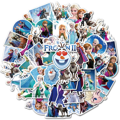 50pcs Princess Aven Superheros Toy Kids Stickers Luggage Laptop Skateboard Waterproof Party Bag Fillers Waterbottle Decal Graffiti Patches（Frozen）