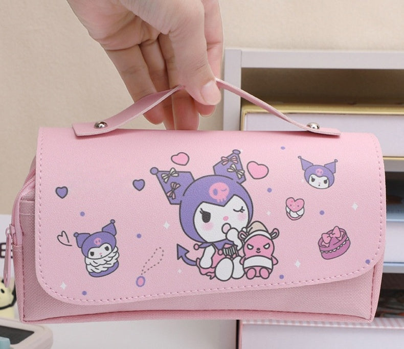 3D Girls Boys Kids Princess Castle Large Pencil Case,High Capacity Water Proof,School Supplies Gifts Stationery (Kuromi)