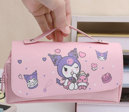 3D Girls Boys Kids Princess Castle Large Pencil Case,High Capacity Water Proof,School Supplies Gifts Stationery (Kuromi)