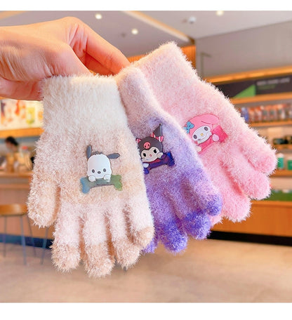 Full Finger Gloves Elsa Winter Knit Warm Mittens Soft Lined Fleece Thermal Outdoor Stretchy Gloves for Kids boys girls