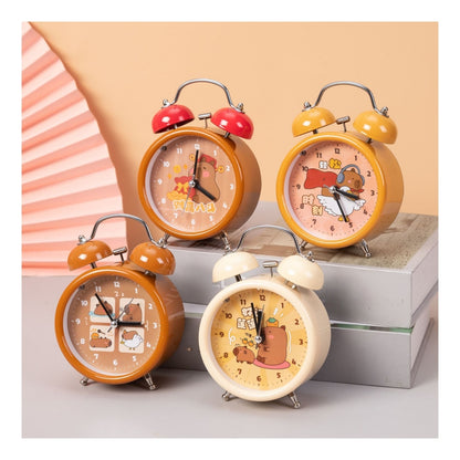 Capybara Panda Alarm Clocks Non-Ticking Kids Silent Bedside Alarm Clock, Loud Double Bell Clock With Backlight,Suitable For School Gift (Capybara(random color))