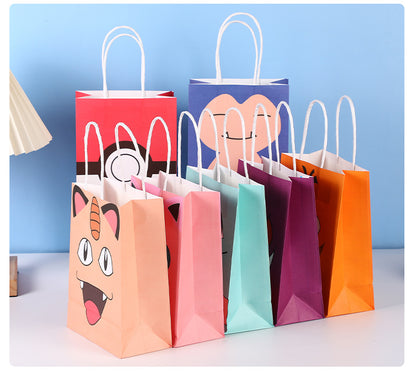 18 Pieces Princess Pink Kraft Paper Bags for Girls Gifts Party Favor Goodie  Treat Bags With Handle for Christmas,Birthday,and Celebrations Party Supplies（Pikachu）
