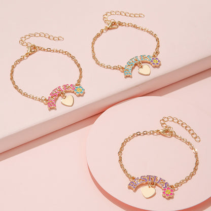 2/3Pcs Charm Best Friend Forever Unicorn Rainbow Heart Bracelets Gifts For Girls Women Birthday Christmas Graduation Bff Friendship Jewellery