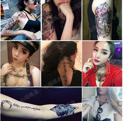 9 Sheets Women Men Gold Fashion Metallic Temporary Tattoos Waterproof Stickers Festival Fake Jewelry Tattoos Body Art