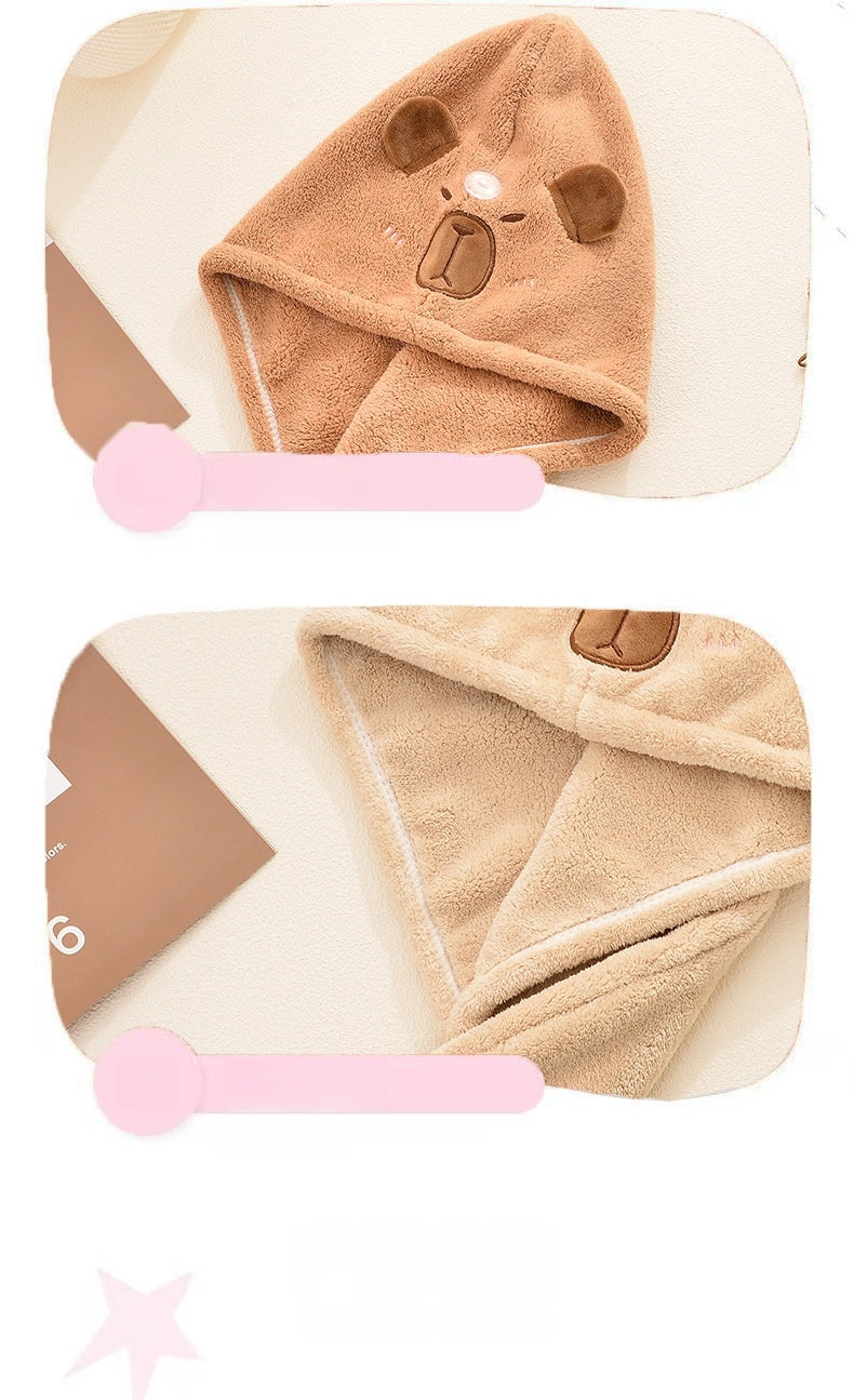 Bath Caps Coral Velvet Quick Dry Head Towel Cap Microfibre Hair Towel For Women and Girls, Absorbent Hair Drying Wrap Towel, Wet Kids Hair Dry Turban Wrap (Cinnamoroll)