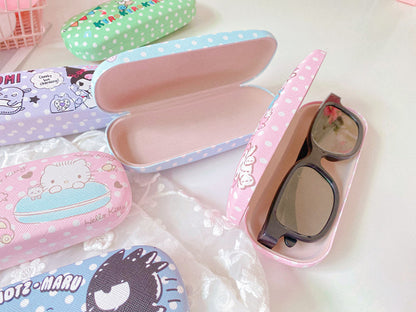 Lovely Stitch Cartoon Hard Shell Eyeglasses Cases Girl Protective Case Storage Box With Glasses Cloth for Teen PU leather eyegalss case