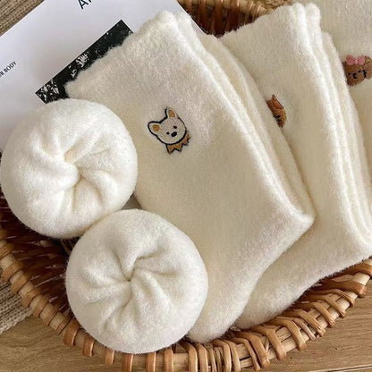 3 Pairs Fluffy Ladies Thermal Socks Womens Warm Thick Heat Wool Knitting Walking Boot Hiking Socks Winter (C)