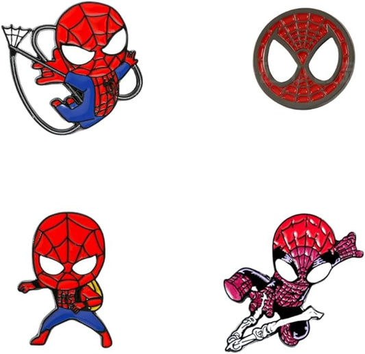 4PCS Stich Spider Medal Wopin Enamel Pins Cute Collectable Novelty Brooch Lapel Pin Badge for Backpacks Jackets Bags Gift Idea(Spiderman)