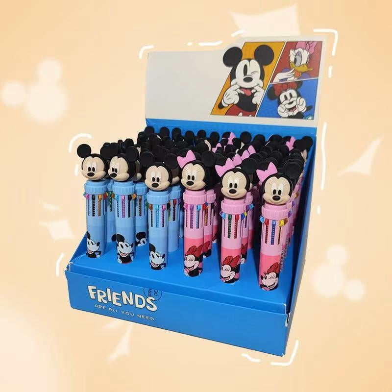 Multicolor teddy bear Pens 0.5mm 10-in-1 Retractable Ballpoint Pens 10 Colors Transparent Barrel Ballpoint Pen for Office Supplies and kids school (Judi)