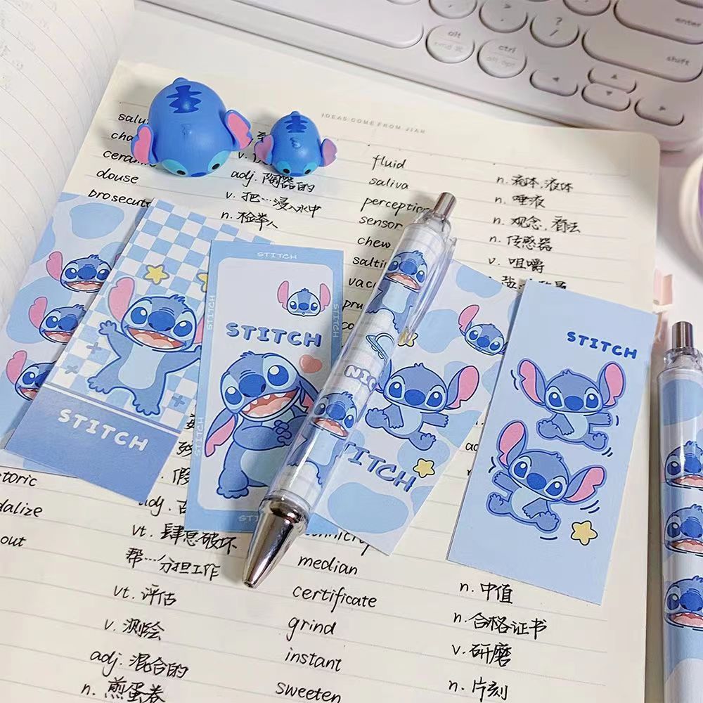 5PCS stch toy cute Gel Pen Liquid Ink Rollerball Retractable Quick Drying Extra Fine Ballpoint Premium 0.5mm Marker for Office School Stationery Supply Black