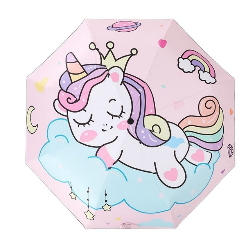 Umbrella for  Teens Kids Folding Telescopic UV Protection Umbrella Lightweight Travel School Work Gifts Girls Boys (Unicorn)