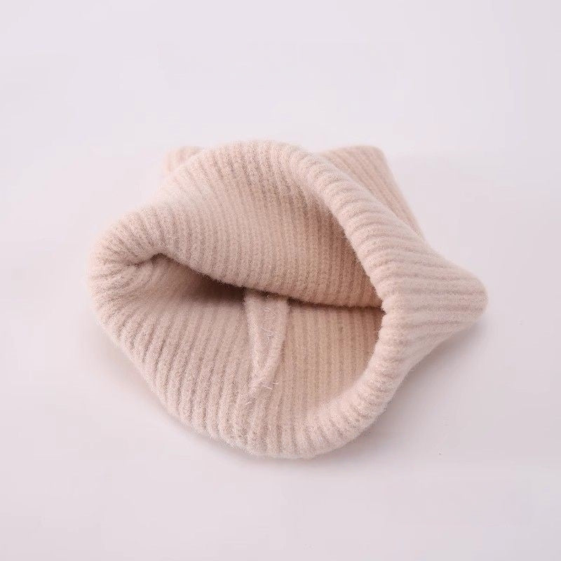 Baby Warm Hat Cute Bear Ear Hat Infant and Toddler Warm Ear Protection Knitted Wool Hat Autumn Winter For 2m-4years Boys And Girls In Winter (Baby Ivory)