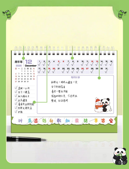 Desk Calendars,2026 Pet Theme Offices Calendar | Academic Planner with Wooden Base Puppy Kitten Design Organization for Daily Work School Teacher Kids Family Home Class Offices (Panda)