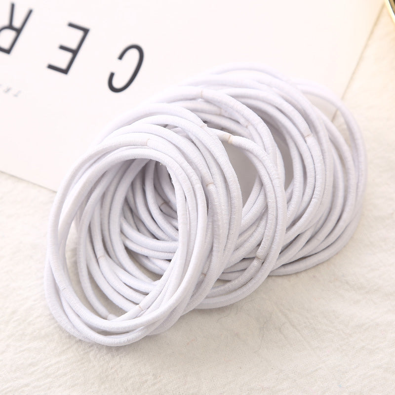 50Pcs Girls Women 2.5mm Thin School Uniform Endless Hair Elastics Bobbles Hair Ties Bands Ponios Ponytail Holders