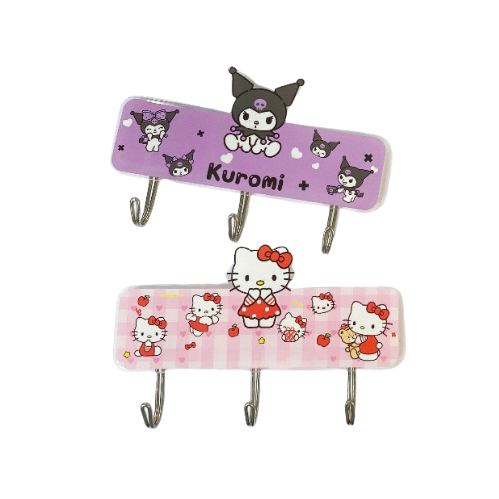 2Pcs 6 Hooks Self Adhesive Hooks Wall Hanging Plastic Creative Cute Kitty Hooks Powerful for General Door Bathroom Kitchen Use Sticky Wall Hook Waterproof