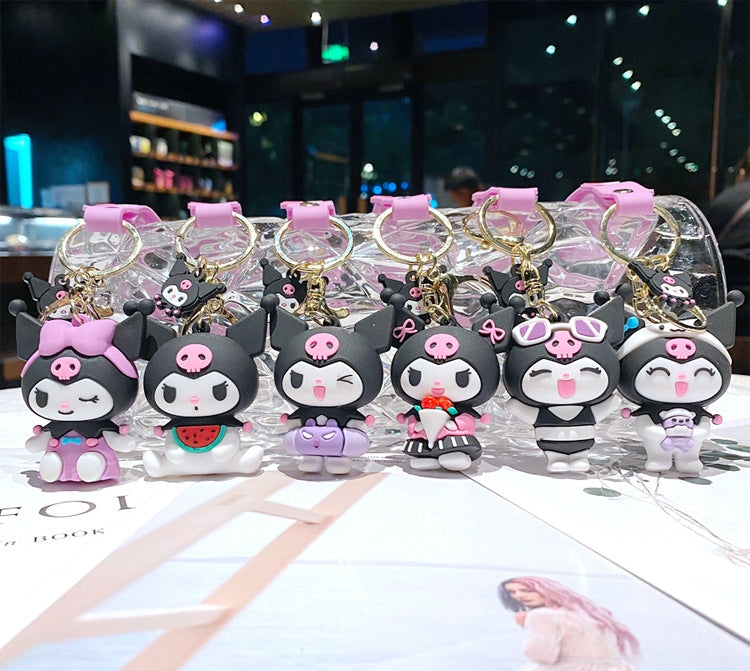 Keyring Keychain School bag Ornament Key Ring Decoration Cute Gifts for Women Girls Boys Pendant Key Chain Jewelry Gift For Kids (Kuromi)