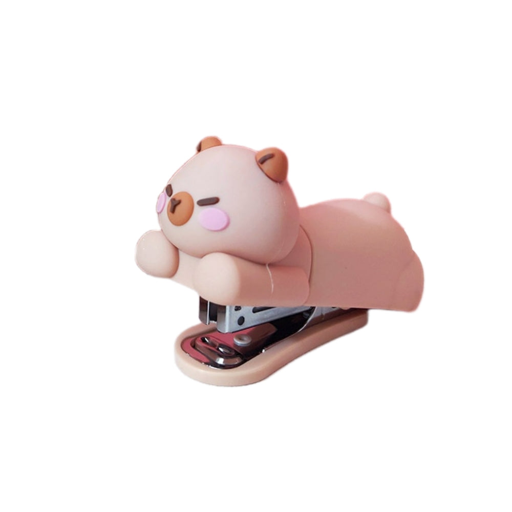 Mini Effortless Kitty Princess Desktop Staplers with 1000 Standard No.10 Staples Set Cute Stapler Gift for Student and Office School Stationary Use (Capybara)