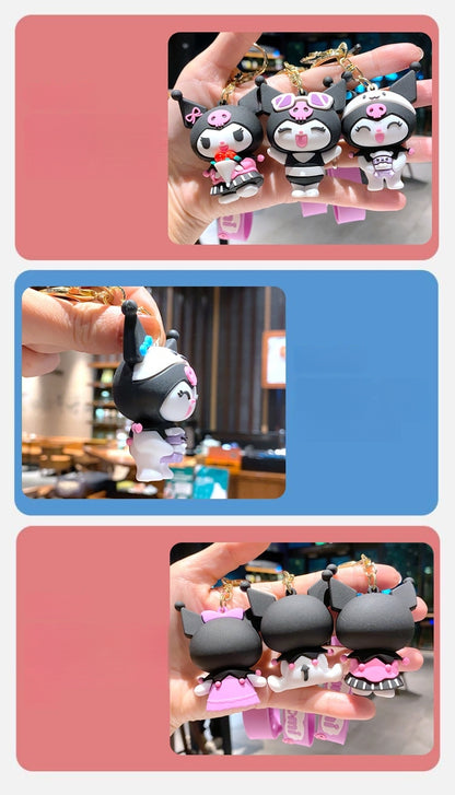 Keyring Keychain School bag Ornament Key Ring Decoration Cute Gifts for Women Girls Boys Pendant Key Chain Jewelry Gift For Kids (Kuromi)