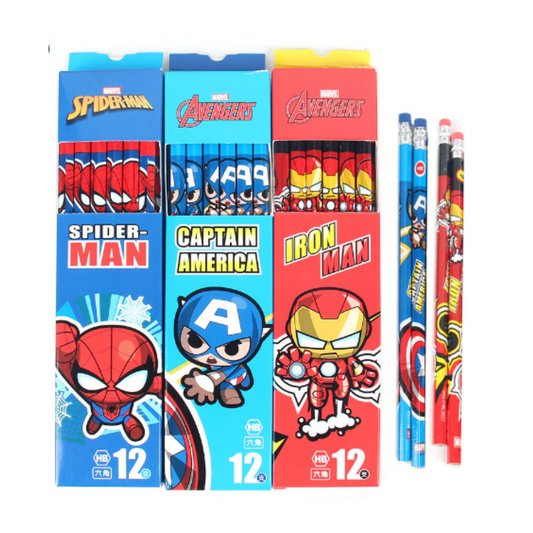 Pack of 36 Princess Spider HB Pencils with erasers Kids Children Party Bag Fillers School Office(MIX HERO)