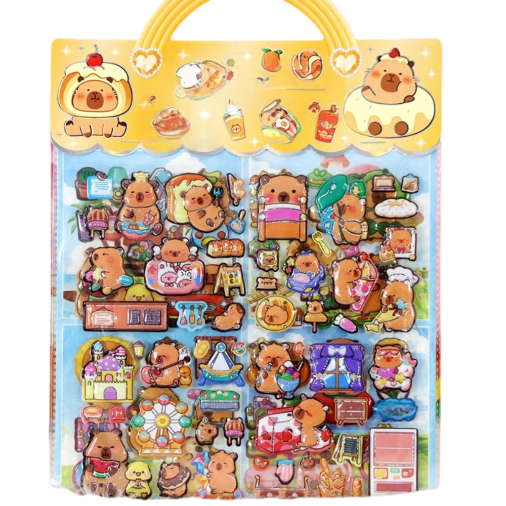 Kids Cartoon Puffy Stickers,Girls Kpop Hunters, 3D Stickers Variety Pack, Party Favor for Kids, Waterproof Stickers Cute Capybara (Kuromi)