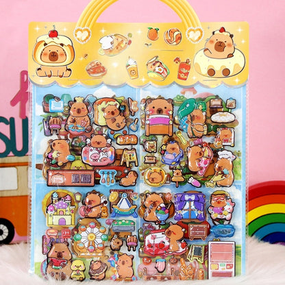 Kids Cartoon Puffy Stickers,Girls Kpop Hunters, 3D Stickers Variety Pack, Party Favor for Kids, Waterproof Stickers Cute Capybara (Capybara)