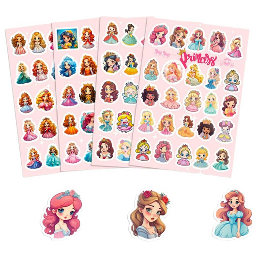 100PCS 4 Sheets Stickers Kids Toddlers Princess Waterproof Luggage Skateboard Party Bag Fillers Boys Girls Teachers as Reward Craft Scrapbooking