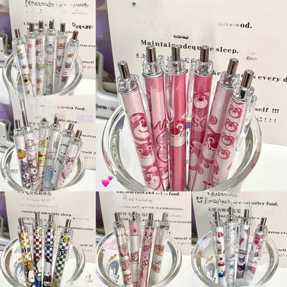 5PCS sth toy cute Gel Pen Liquid Ink Rollerball Retractable Quick Drying Extra Fine Ballpoint Premium 0.5mm Marker for Office School Stationery Supply Black (Cute)