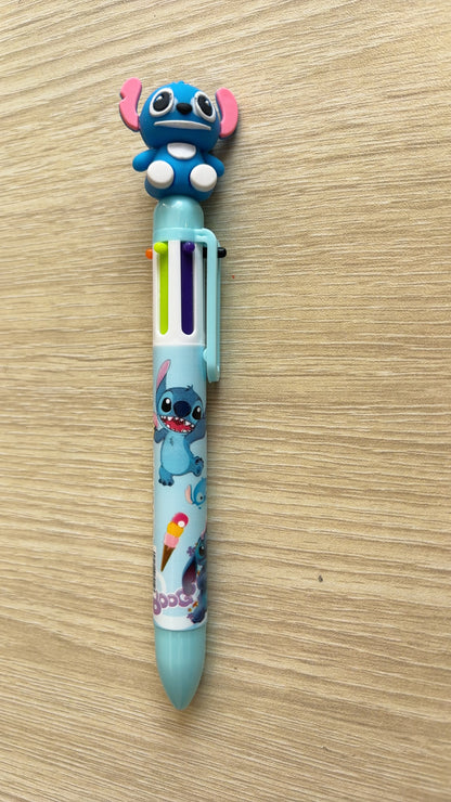 Multicolor teddy bear Pens 0.5mm 10-in-1 Retractable Ballpoint Pens 10 Colors Transparent Barrel Ballpoint Pen for Office Supplies and kids school(Stitch)