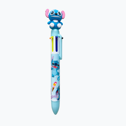 Multicolor teddy bear Pens 0.5mm 10-in-1 Retractable Ballpoint Pens 10 Colors Transparent Barrel Ballpoint Pen for Office Supplies and kids school(Stitch)