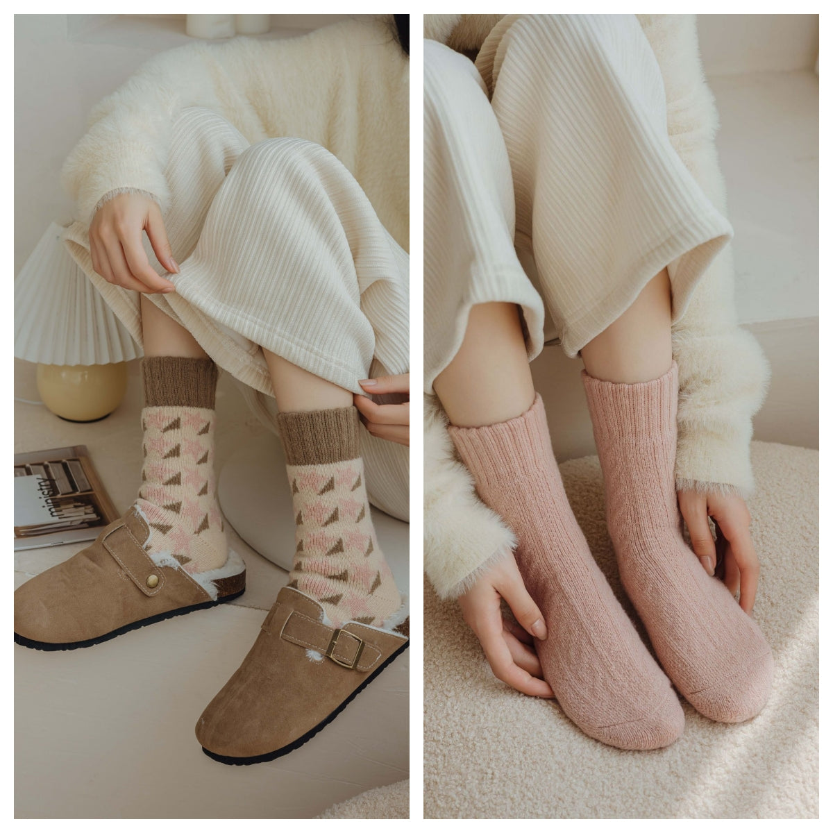 3 Pairs Ladies Thermal Socks Womens Warm Thick Heat Wool Knitting Walking Boot Hiking Socks Winter Christmas(A)