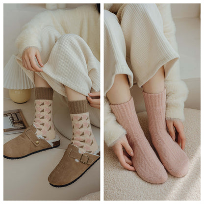 3 Pairs Ladies Thermal Socks Womens Warm Thick Heat Wool Knitting Walking Boot Hiking Socks Winter Christmas(A)