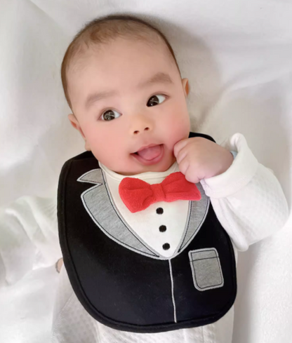 2PCS Baby Kids Bibs BOY MIXED DESIGN COTTON GENTLEMAN BOW FEEDING Bandana Apron Weaning