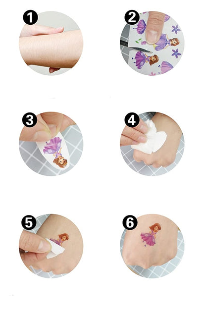 4 Sheets Kids Girls Princess Mermaid Temporary Tattoos Sticker Birthday Party Bag Fillers Favors Supplies Gifts Goodies,Fake Waterproof Temporary Tattoo Set