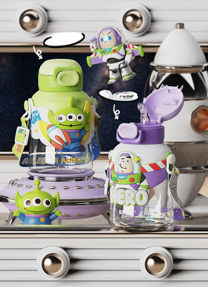 Buzz Frozen Spiderman Water Bottle Reusable Kids 700ml PP with Two Lids Leak Proof with straw Lid BPA Free Drinking bottle(Buzz)