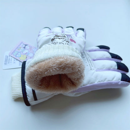 Kids Boy Girl Waterproof Winter Snow Ski Snowboard Fleece Thermal Warm Outdoor Gloves（Hello Kitty）