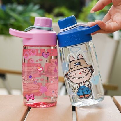 Water Bottle Reusable Kids PP with Two Lids Leak Proof with straw Lid BPA Free Drinking bottle (Fariy 700ml)