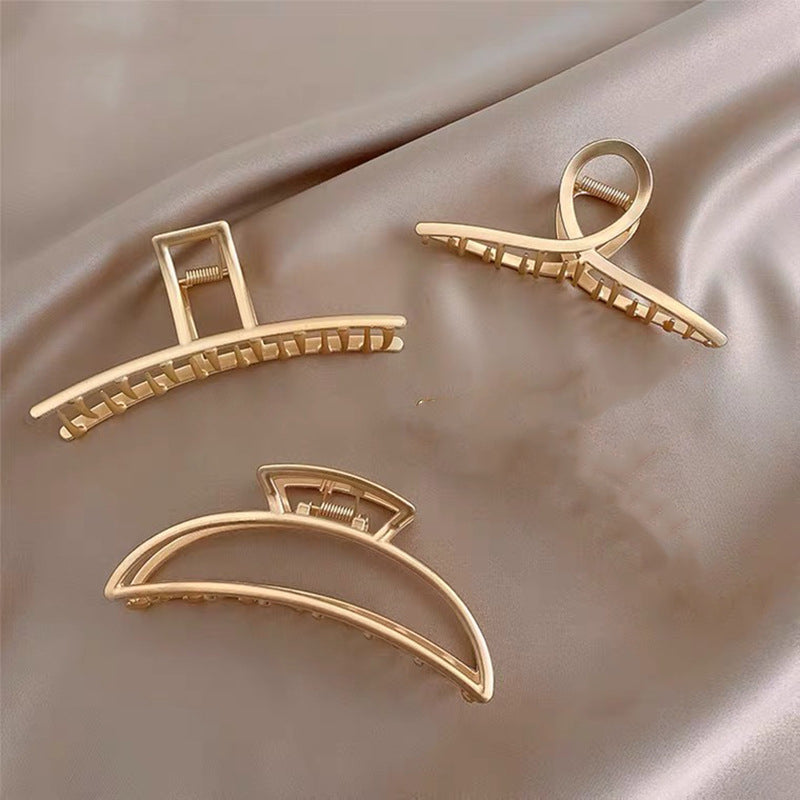 5PCS Large Brushed Metal Claw Clips Hollow Non-slip Hair Catch Barrette Jaw Clamp Hairpins for Fixing Hair Women Girls Thin Thick Hair