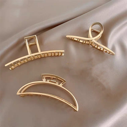 5PCS Large Brushed Metal Claw Clips Hollow Non-slip Hair Catch Barrette Jaw Clamp Hairpins for Fixing Hair Women Girls Thin Thick Hair