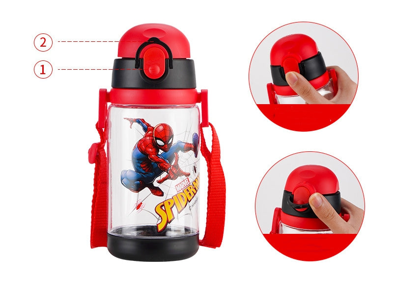 Water Bottle Reusable Kids 520ml PP with Two Lids Leak Proof with straw Lid BPA Free Drinking