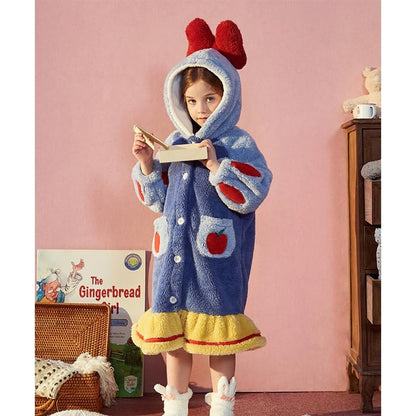 Snow White Elsa Winter Bow Oversized Blanket Hoodie Kids, Girls, Super Soft Warm Fleece Sweatshirt With Pocket for Children Teens, Long Sleeves (Snow White)