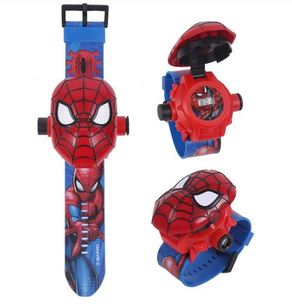 Superhero Robert Watch with 24 Super Projection Cartoon Hero Figurines Princess, Electronic Watch for Boys Girls Projector 3D(Frozen)