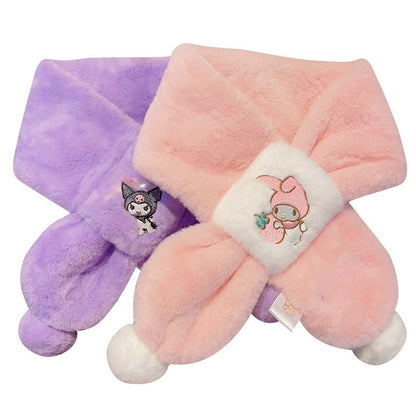 Kids Winter Beanie Scarf for 2-10 Years Old Boys Girls.Outdoor Warm Fleece Lined Thermal Knit Fluffy Pom