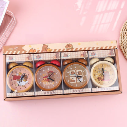 Capybara Panda Alarm Clocks Non-Ticking Kids Silent Bedside Alarm Clock, Loud Double Bell Clock With Backlight,Suitable For School Gift (Rabbit)