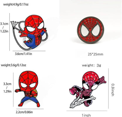 4PCS Stich Spider Medal Wopin Enamel Pins Cute Collectable Novelty Brooch Lapel Pin Badge for Backpacks Jackets Bags Gift Idea(Spiderman)