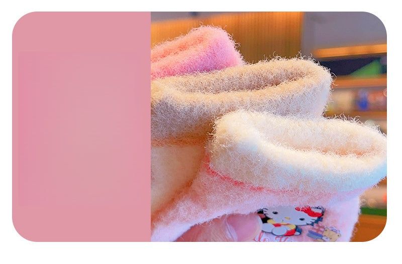 Full Finger Gloves Elsa Winter Knit Warm Mittens Soft Lined Fleece Thermal Outdoor Stretchy Gloves for Kids boys girls (Cinnamoroll)