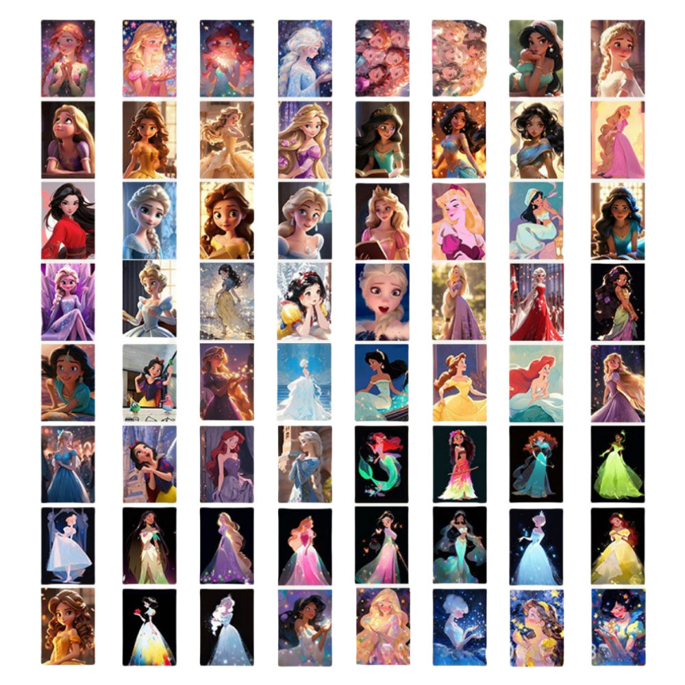65pcs Princess Elsa Mermaid Snow White Rapunzel Kids Stickers Luggage Laptop Skateboard Waterproof Party Bag Fillers Waterbottle Decal Graffiti Patches