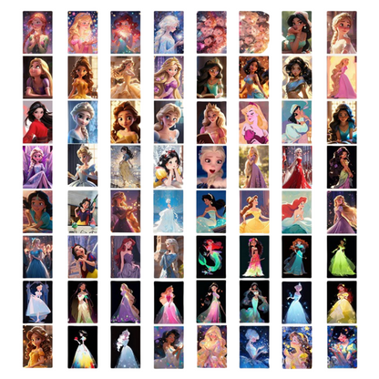 65pcs Princess Elsa Mermaid Snow White Rapunzel Kids Stickers Luggage Laptop Skateboard Waterproof Party Bag Fillers Waterbottle Decal Graffiti Patches